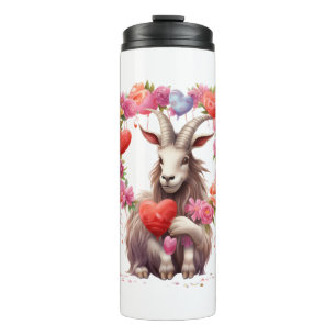 Ziegenherz Horns Valentinstag Farm Fun T Shirt Thermosbecher