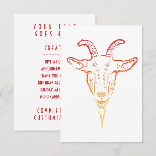 Ziegenillustration Einladung (Vorne/Hinten)