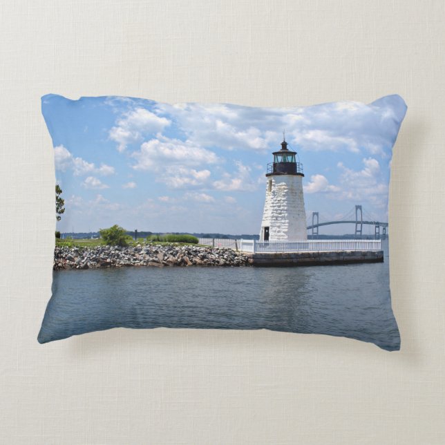 Ziegeninsel Leuchtturm, Rhode Island Accent Pillow Zierkissen (Rückseite)