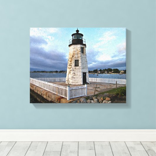 Ziegeninsel Leuchtturm, Rhode Island Canvas Printw Leinwanddruck (Insitu (Holzboden))