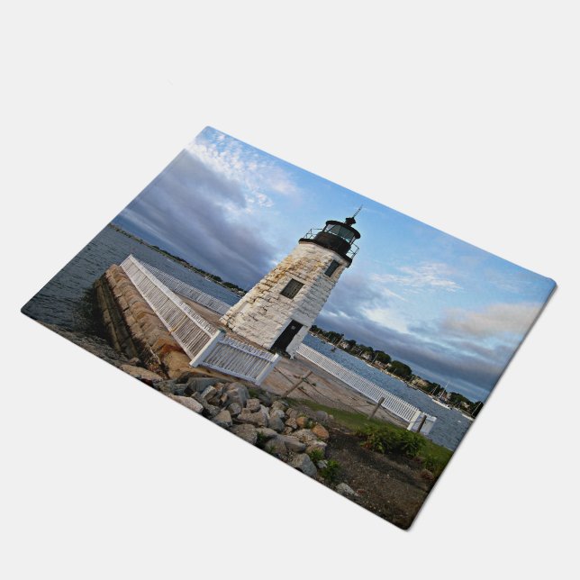 Ziegeninsel Leuchtturm, Rhode Island Door Mat Fußmatte (Schrägansicht)