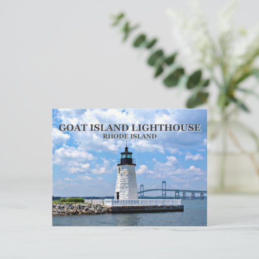 Ziegeninsel Leuchtturm, Rhode Island Postcard Postkarte (Stehend Vorderseite)