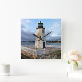 Ziegeninsel Leuchtturm, Rhode Island Quadratische Wanduhr (Zuhause)