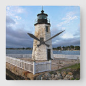 Ziegeninsel Leuchtturm, Rhode Island Quadratische Wanduhr (Vorderseite)