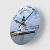 Ziegeninsel Leuchtturm Rhode Island RI Wall Clock Runde Wanduhr (Winkel)