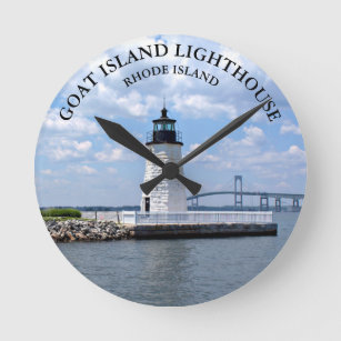 Ziegeninsel Leuchtturm Rhode Island RI Wall Clock Runde Wanduhr