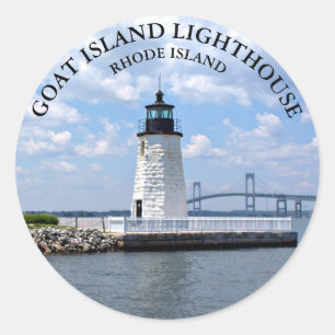 Ziegeninsel Leuchtturm Rhode Island Round Stickers