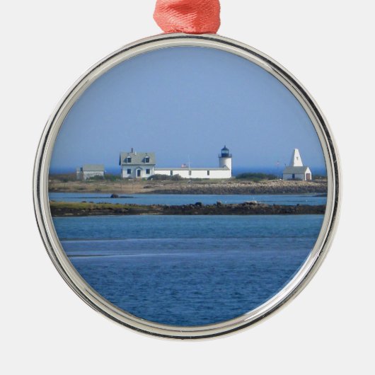 Ziegeninsel Leuchtturm Silbernes Ornament (Vorne)