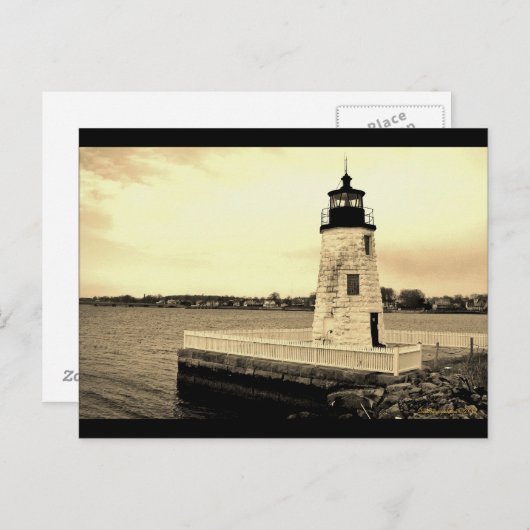 Ziegeninsel Ligthhouse Newport, RI Postkarte (Vorne/Hinten)