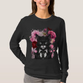 Ziegenkatze und Rose Gothic Black and White Katzen T-Shirt (Vorderseite)