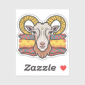 Ziegenkopf Aufkleber (Blatt)