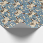 Ziegenköpfe und Blume auf blau Geschenkpapier (Ecke)