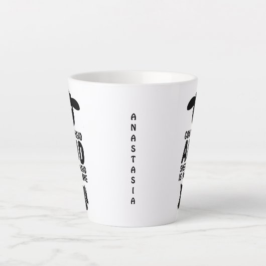 Ziegenkopfziffer mit schwarzem Text Milchtasse (Vorderseite)