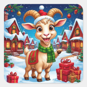 ❄️ Ziegenliebhaber Weihnachtsgeschenk Jahr der Zie Quadratischer Aufkleber