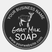 Ziegenmilch Seife Handmade Schlicht Black Runder Aufkleber (Vorderseite)