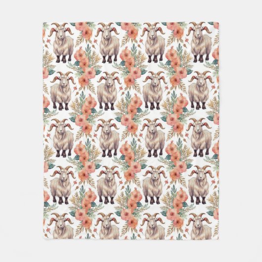 Ziegenmuster Vintag Fleecedecke (Vorderseite)