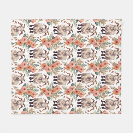 Ziegenmuster Vintag Fleecedecke (Vorderseite (Horizontal))