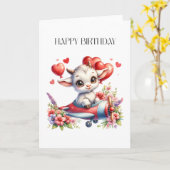 Ziegenpilot Geburtstag Karte (Gelbe Blume)