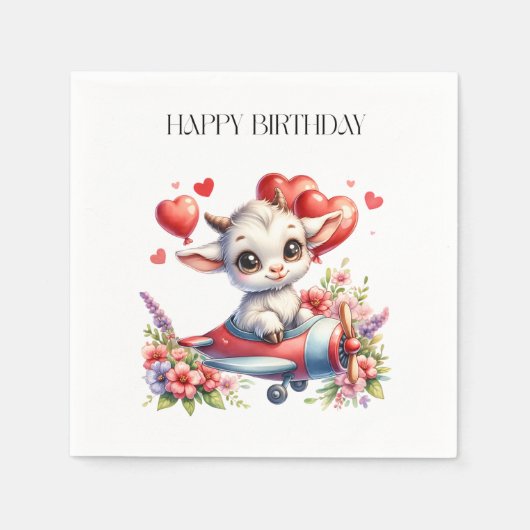 Ziegenpilot Geburtstag Serviette (Vorderseite)