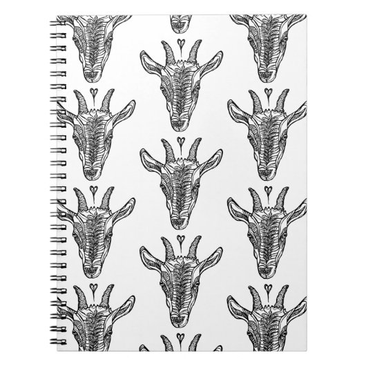 Ziegenportrait mit Heart Spiral Foto Notebook Notizblock (Vorderseite)