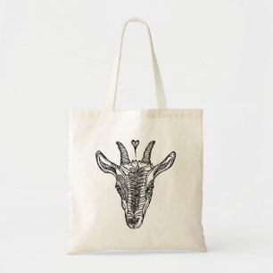 Ziegenportrait mit Herz-Tote-Tasche Tragetasche