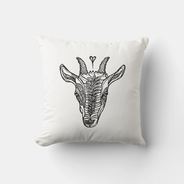 Ziegenportrait mit Herzklopfen Kissen (Vorderseite)