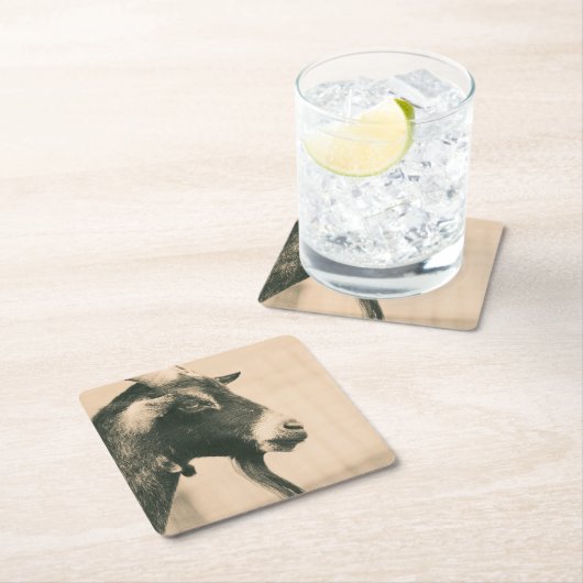 Ziegenprofil Rechteckiger Pappuntersetzer (Vor Ort)