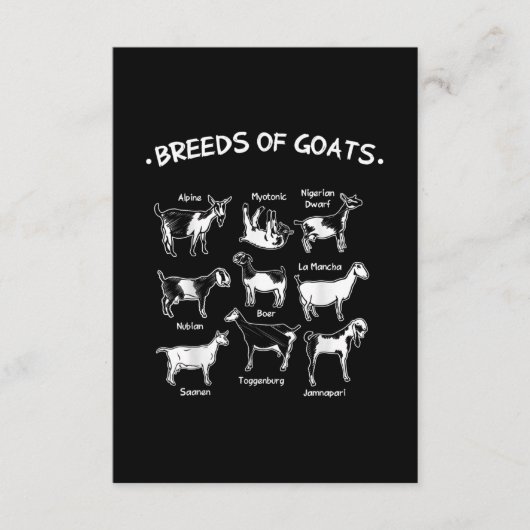 Ziegenrassen - Geschenk für Bauern Begleitkarte (Vorderseite)