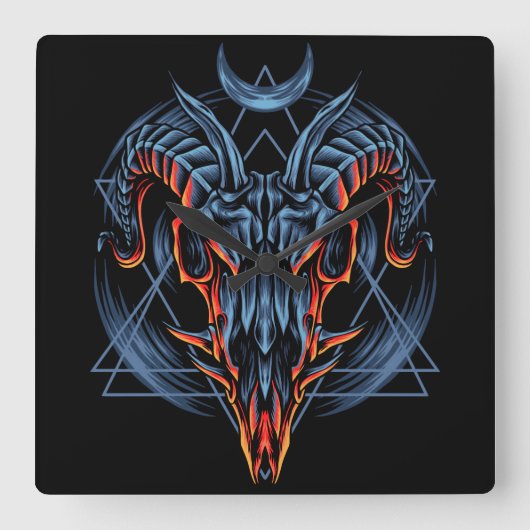 Ziegenschädel Quadratische Wanduhr (Vorderseite)