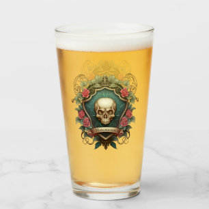 Ziegenschädel und Rose, Zierschild Glas