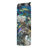 Ziegenschwarm rund um kleine Korallen Thermosbecher (Nach links gedreht)