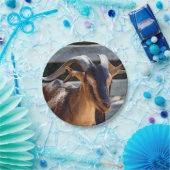 Ziegenschwarz Brawn Horns Tierisches Foto Pappteller (Party)