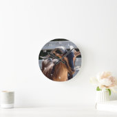 Ziegenschwarz Brawn Horns Tierisches Foto Runde Wanduhr (Zuhause)