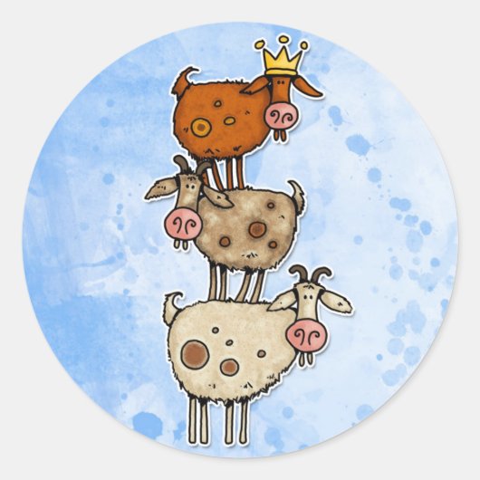 Ziegenstapel Runder Aufkleber (Vorderseite)
