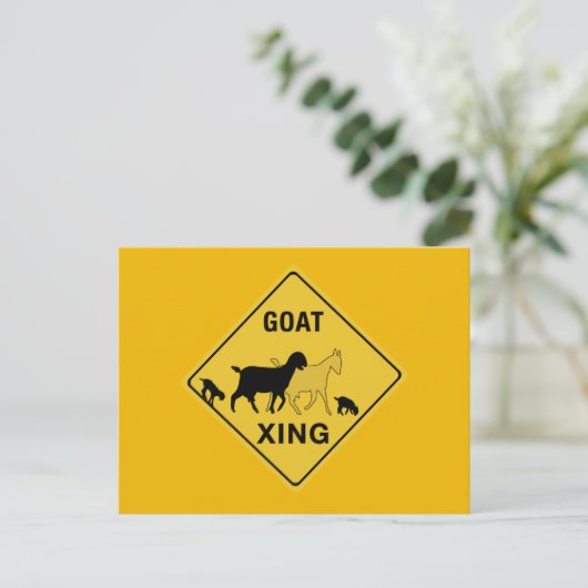 Ziegenüberquerung, Verkehrswarnung, Indiana, USA Postkarte (Stehend Vorderseite)
