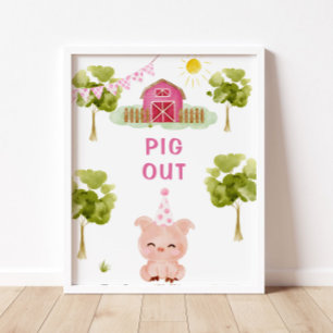 Zieh ein Poster heraus. Rosa Landtiere Geburtstag