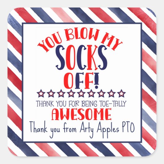 Zieh mir die Socken ab! Danke, dass du die Zehensp Quadratischer Aufkleber (Vorderseite)