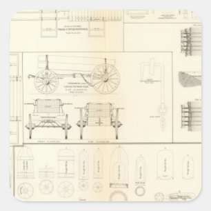 Ziehboote, Brücken, Wagen, Projektile Quadratischer Aufkleber