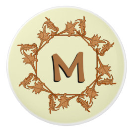 Ziehen - Blätter im Kreis mit Initial (v.2) Keramikknauf