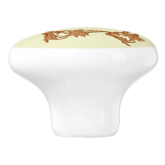 Ziehen - Blätter im Kreis mit Initial (v.2) Keramikknauf (Seitenansicht)