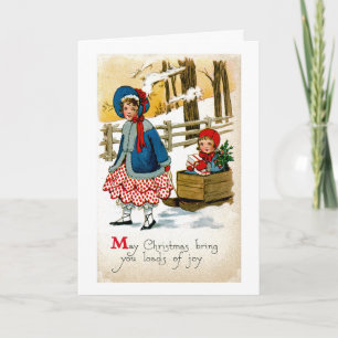 Ziehen des Schlittens Feiertagskarte