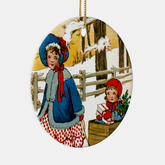 Ziehen des Schlittens Keramik Ornament (Rechts)