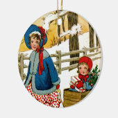 Ziehen des Schlittens Keramik Ornament (Links)