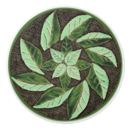 Ziehen Sie die Keramik mit den grünen Blätter ab Keramikknauf