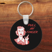 Ziehen Sie meinen Finger Retro Hausfrau Red Schlüsselanhänger (Vorderseite)