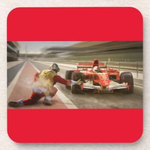 Ziehen Sie Racing-Untersetzer. Set von sechs Jahre Getränkeuntersetzer