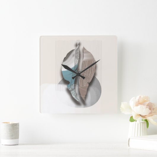 Ziel_8_Herbstblätter_1 Quadratische Wanduhr (Zuhause)