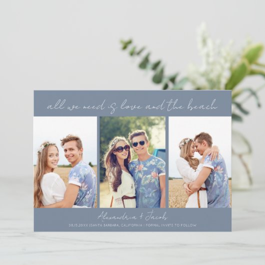 Ziel Beach 3 Foto Hochzeit Speichern Sie das Datum Save The Date (Stehend Vorderseite)