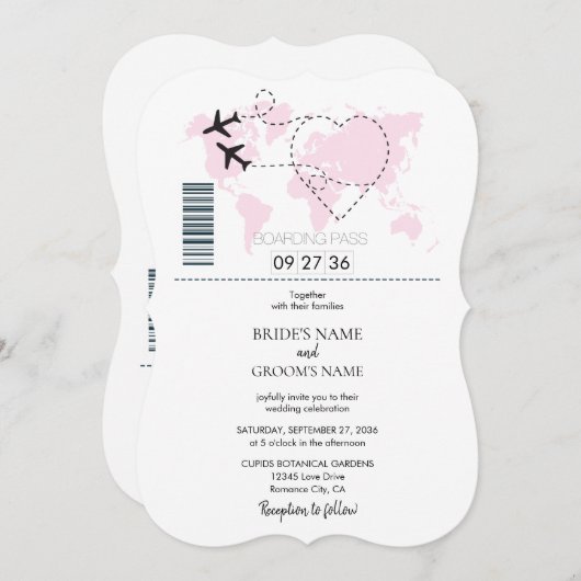 Ziel Boarding Pass Hochzeit Einladungen (Vorne/Hinten)