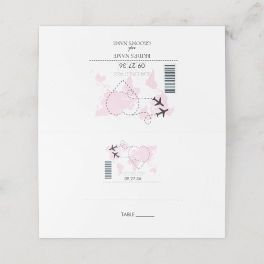 Ziel Boarding Pass Hochzeit Platzkarte (Außenseite Aufgefaltet)